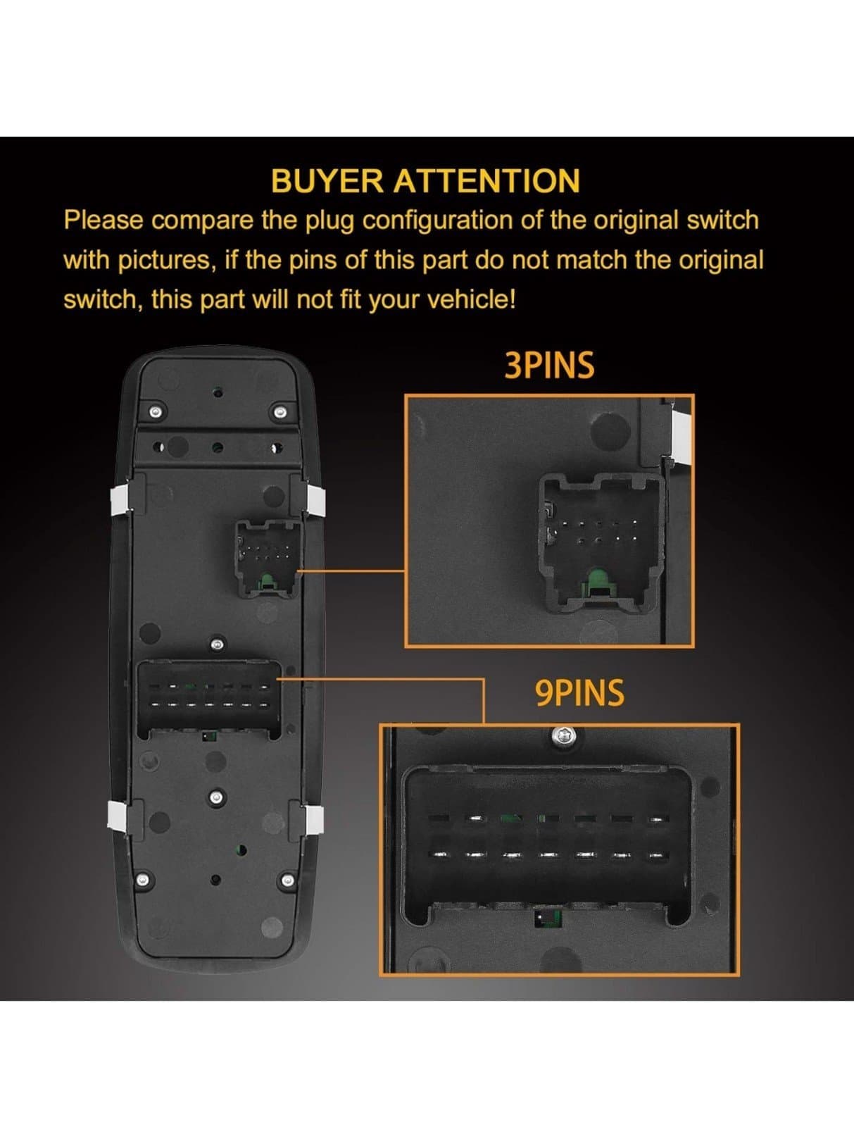Master Power Window Switch - 3+9 PINS Check Required W/O AUTO - Compatible with - Thumbnail 5
