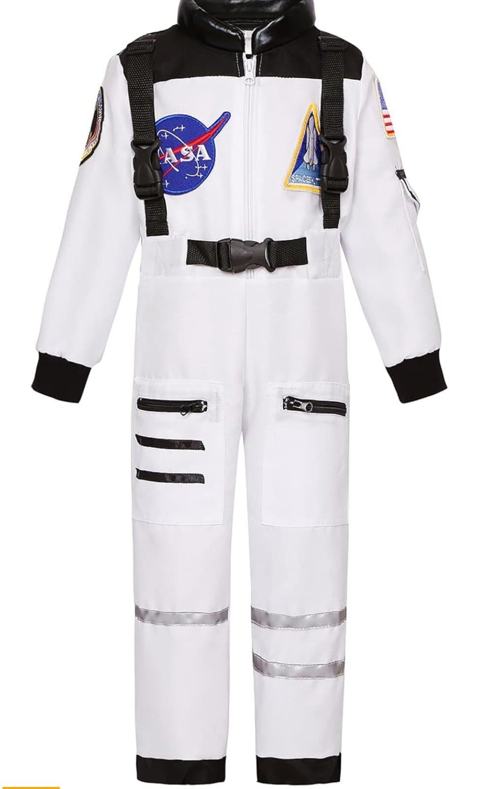 Astronaut Costume kids sz M w/ helmet, gloves & flag - Image 1