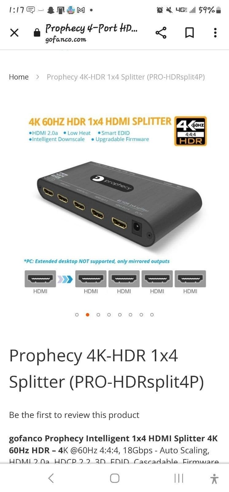 Prophecy 4k HDR 1x4 splitter like new - Thumbnail 6