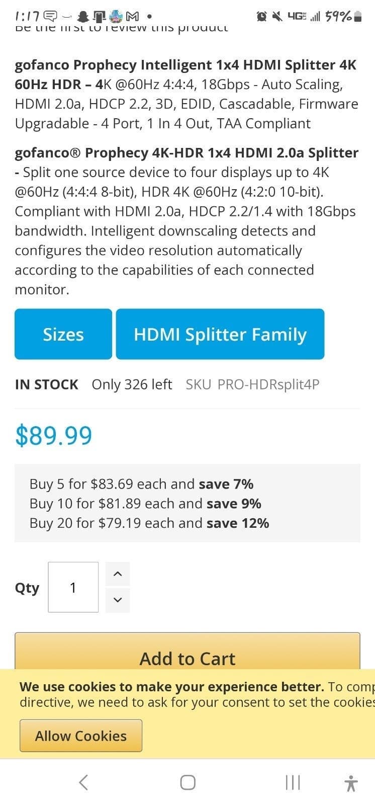 Prophecy 4k HDR 1x4 splitter like new - Thumbnail 5