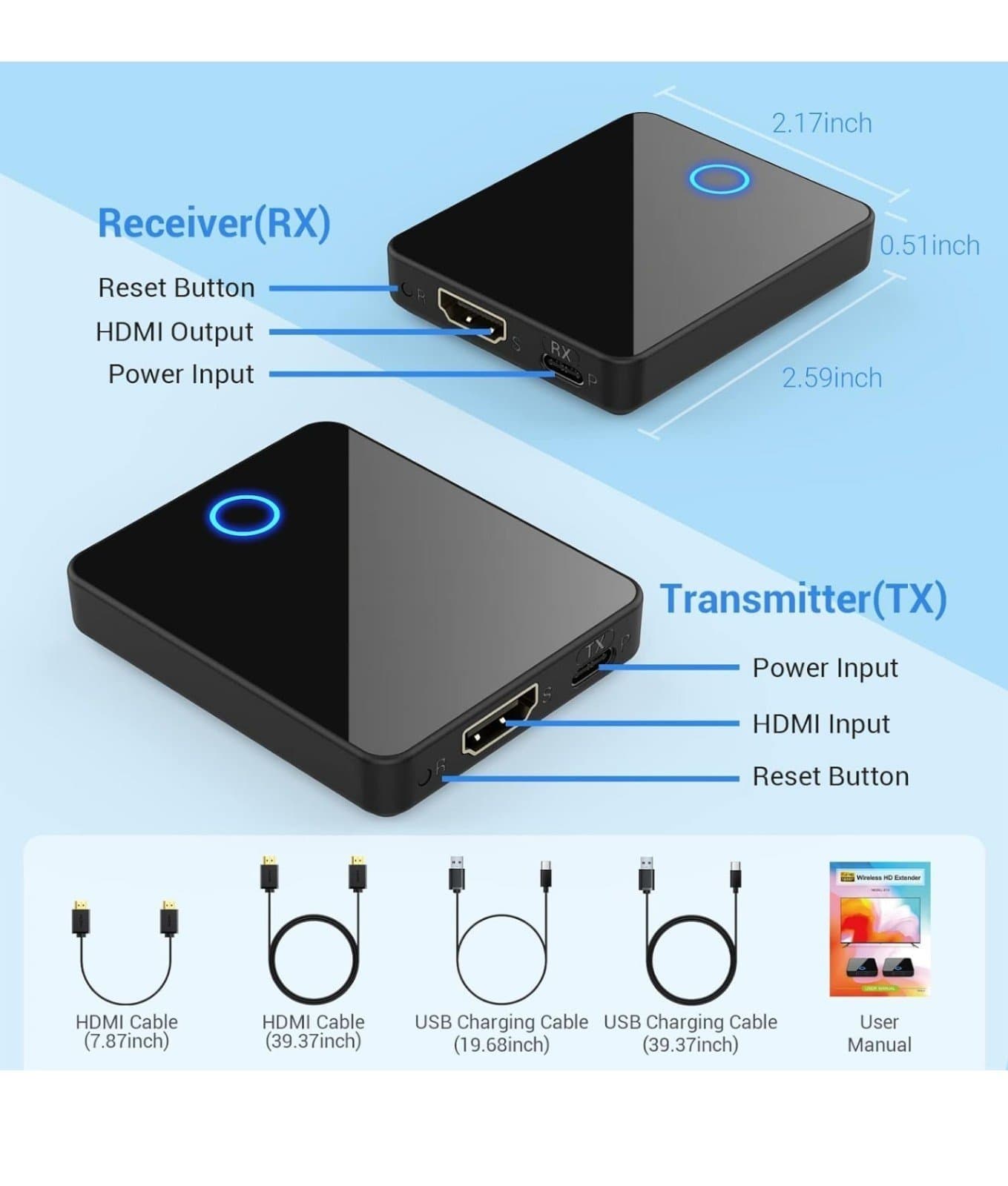 Wireless HDMI Transmitter and Receiver, Portable, 1080P 60HZ, 98F - Thumbnail 7