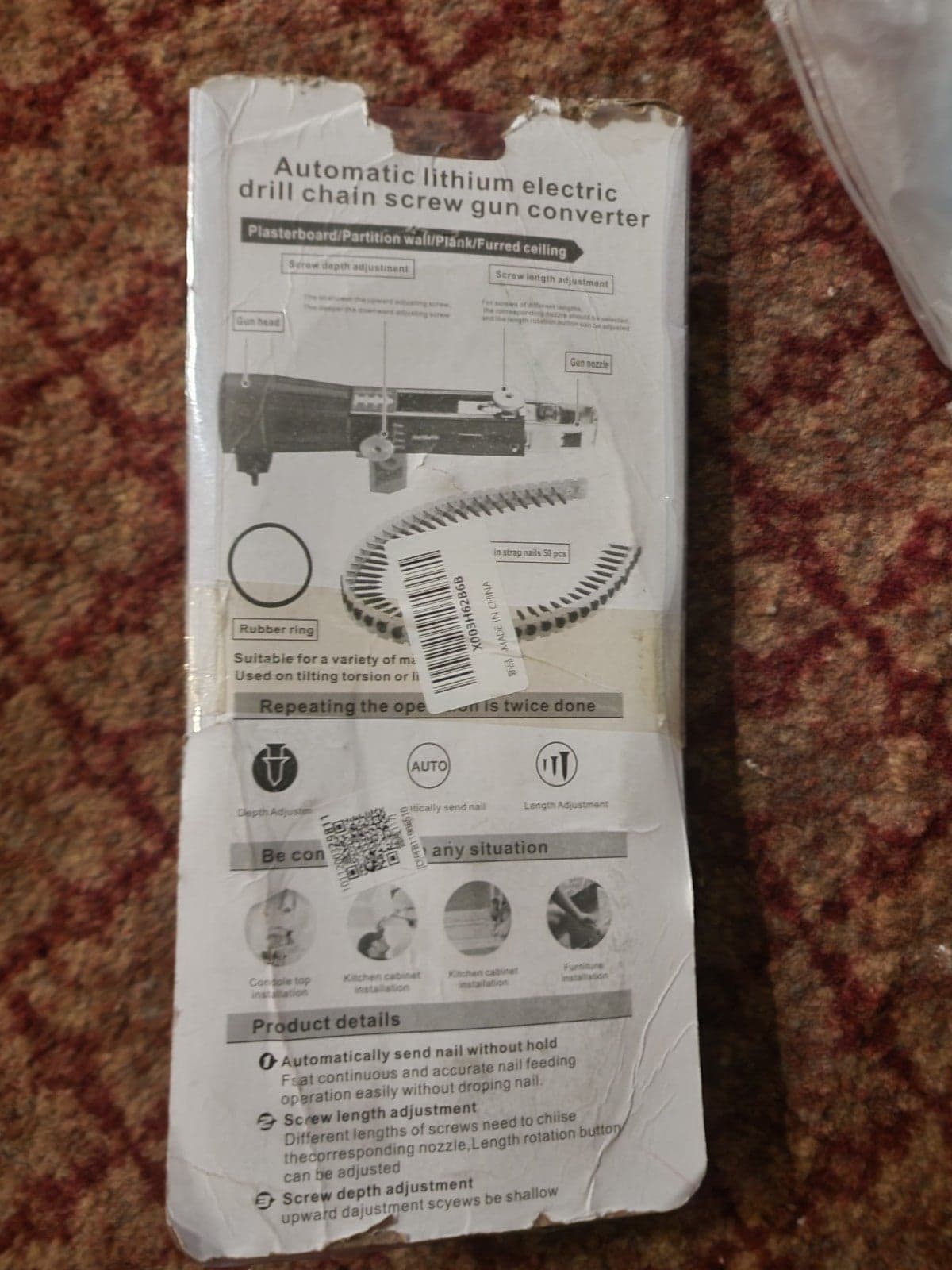 Automatic Chain Nail Gun Electric Drywall Screw Gun - Thumbnail 2