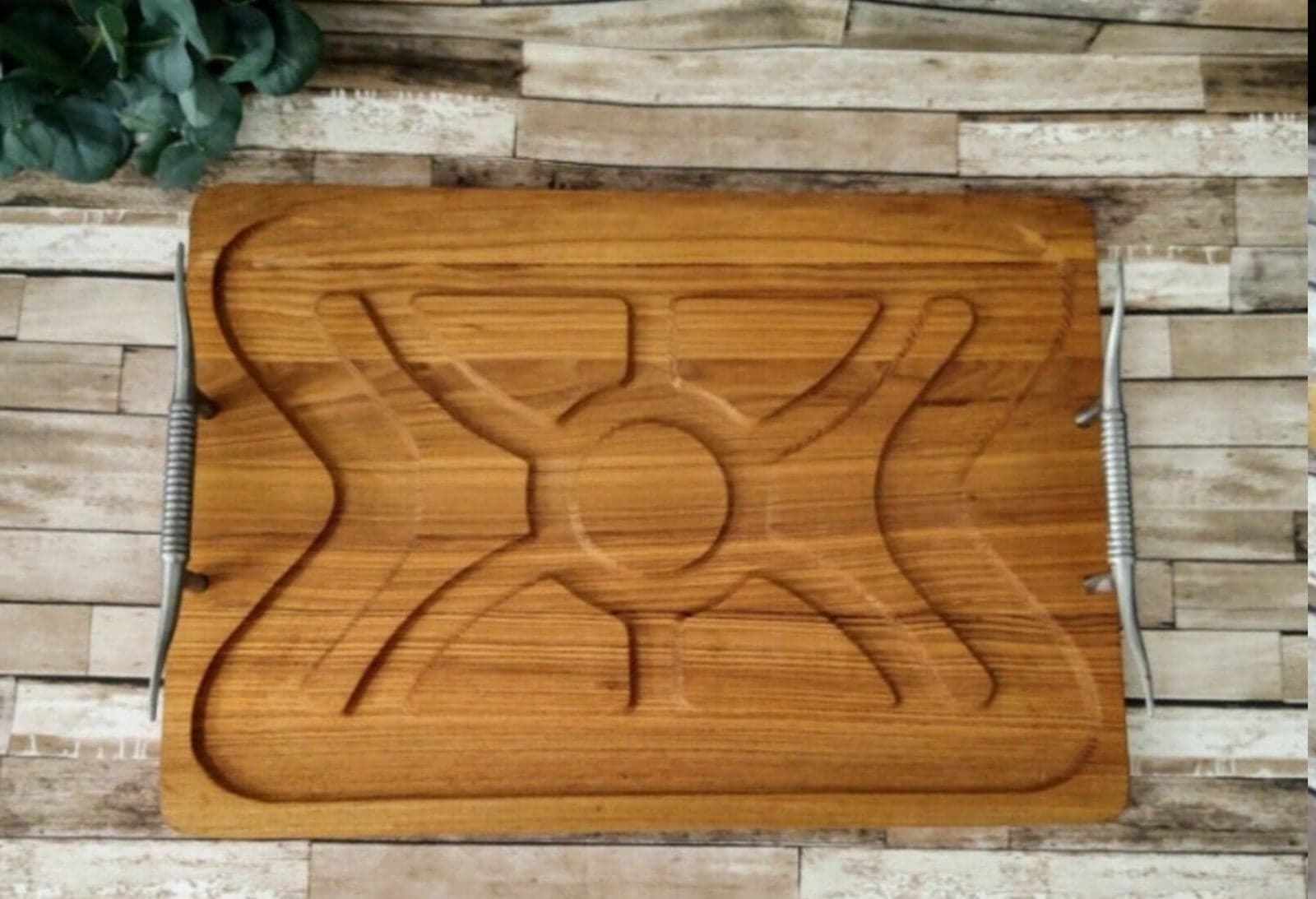 Longhorn Serving Tray w/ metal longhorn handles - Image 1