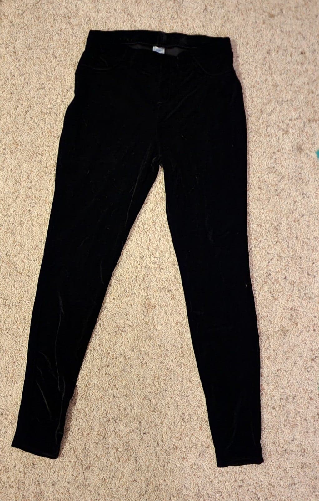 Women's sz M Velour Pants Black "Mom Jeans" style - Image 1