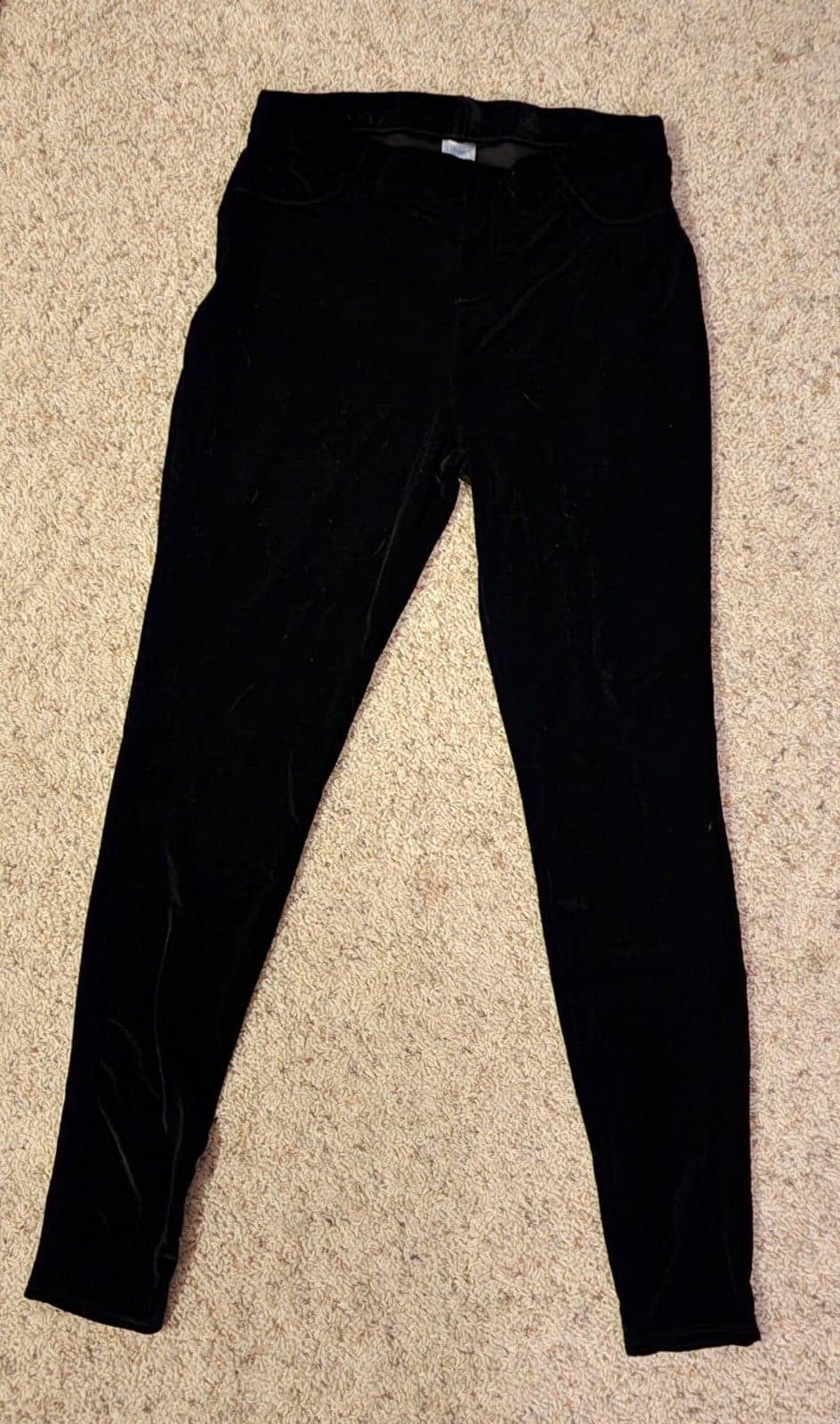 Women's sz M Velour Pants Black "Mom Jeans" style - Thumbnail 2