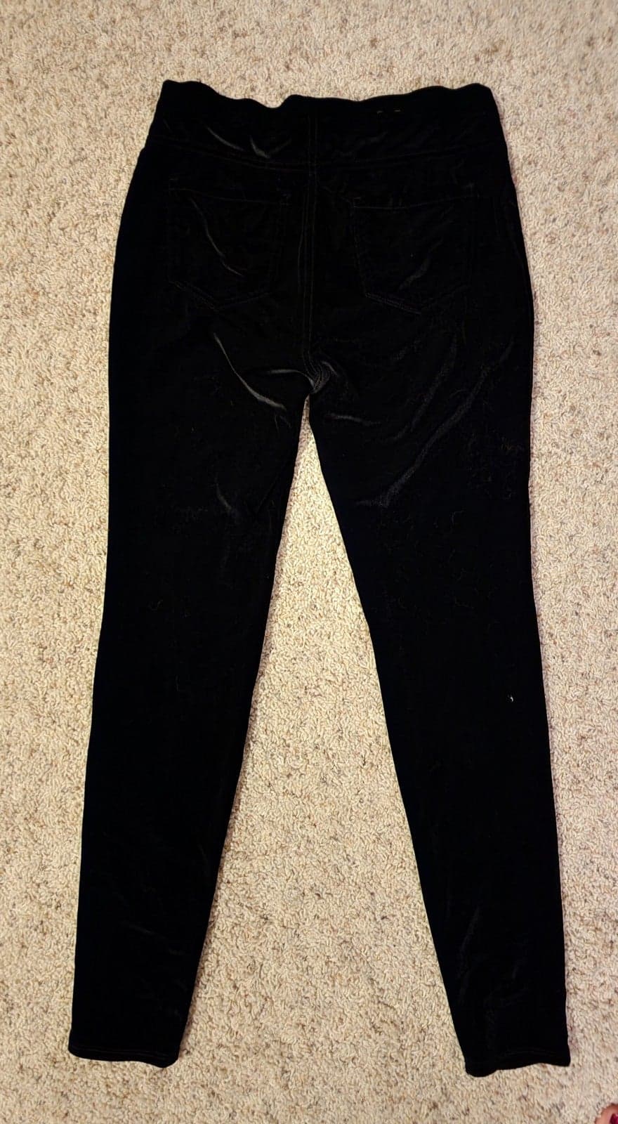 Women's sz M Velour Pants Black "Mom Jeans" style - Thumbnail 4