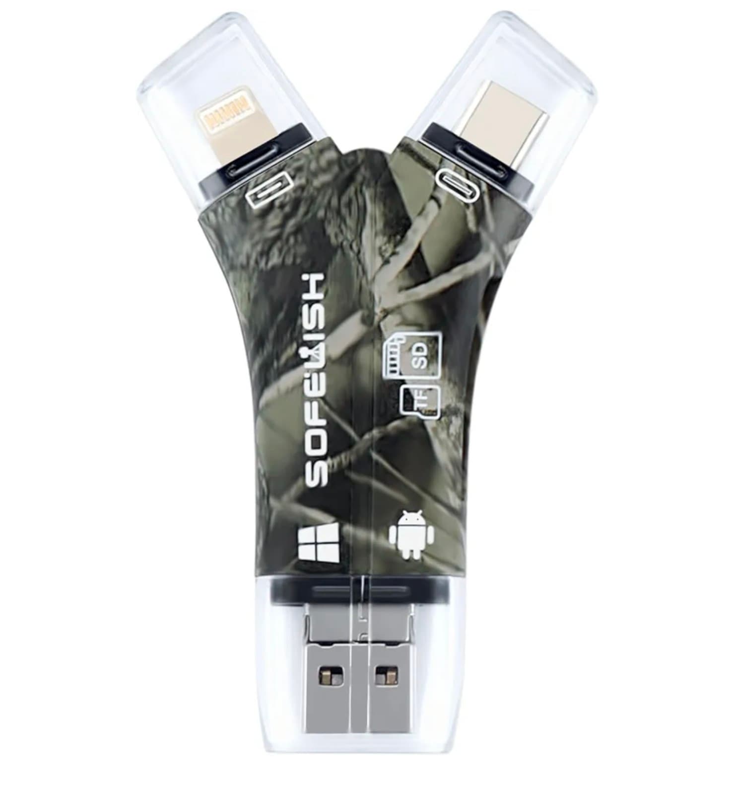 SD Card Reader for iPhone/iPad/Android/Mac/PC/Camera, 4 in1 Micro SD Card Reader - Image 1