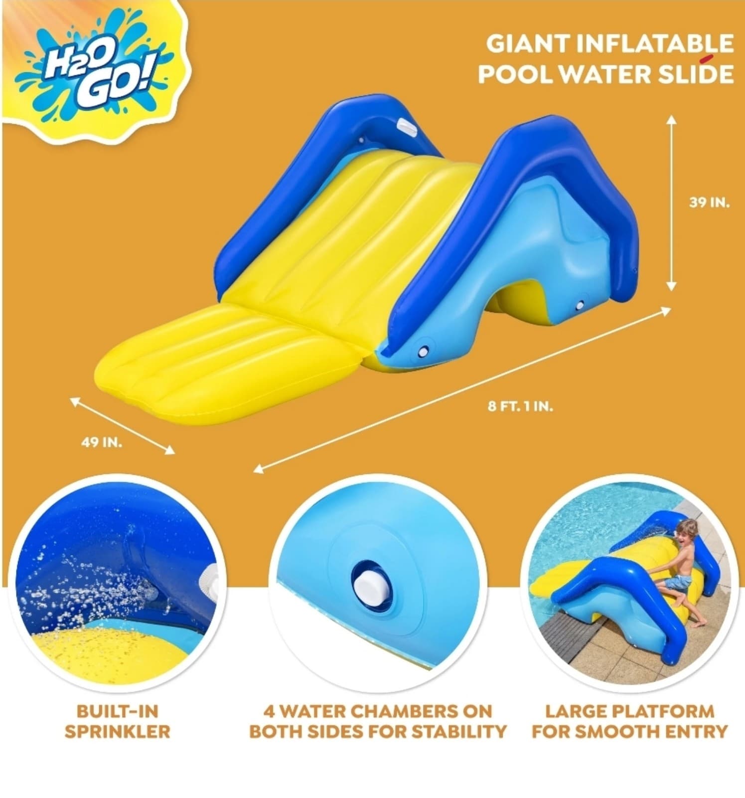 Giant Inflatable Outdoor Pool Water Slide with Built-In Sprinkler - Thumbnail 2