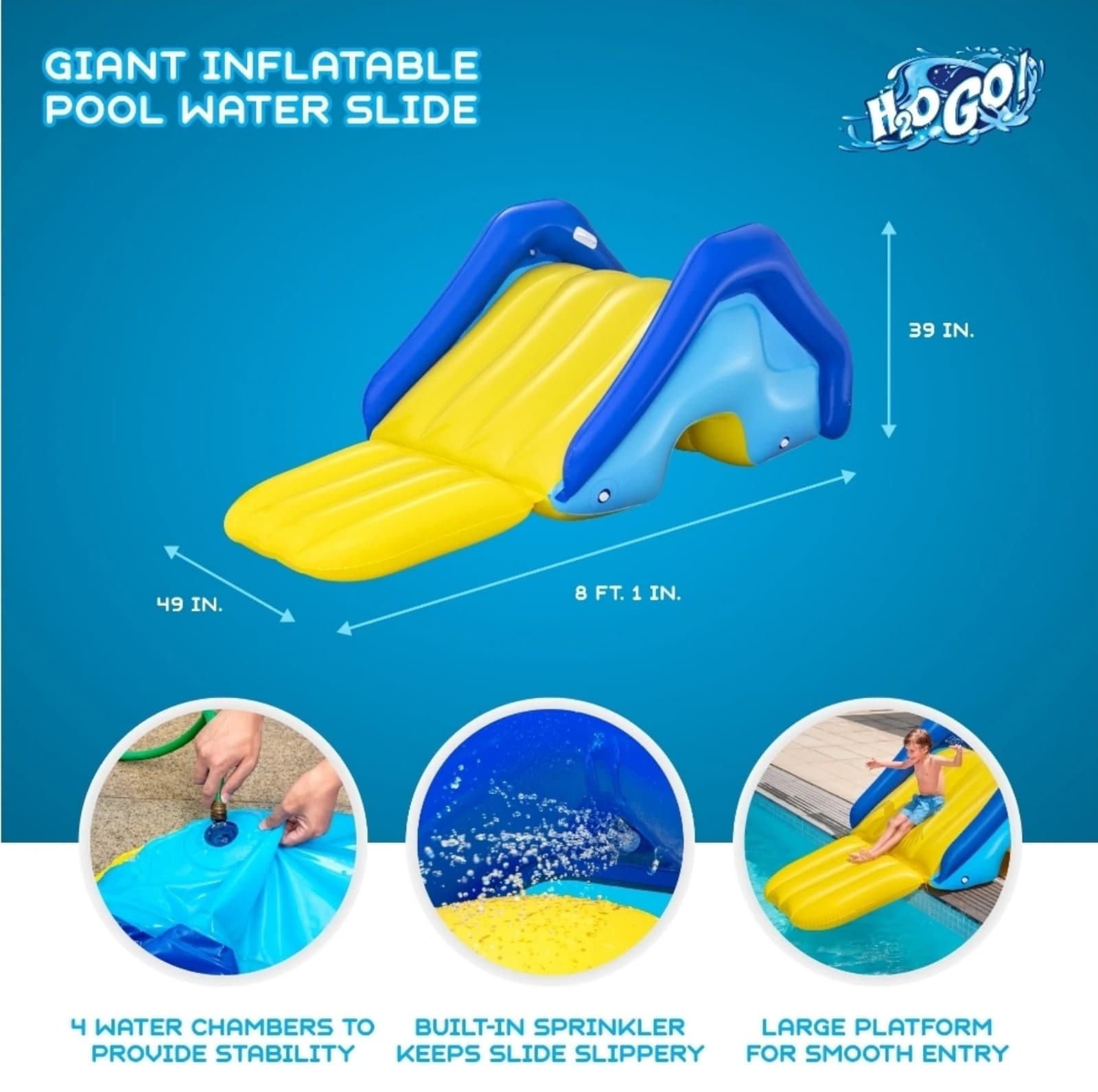 Giant Inflatable Outdoor Pool Water Slide with Built-In Sprinkler - Thumbnail 4