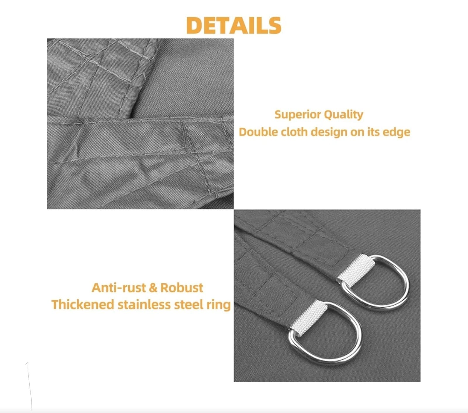 Sun Shade Waterproof Canopy Effectively 95% UV Block 6.5'x10' - Thumbnail 6