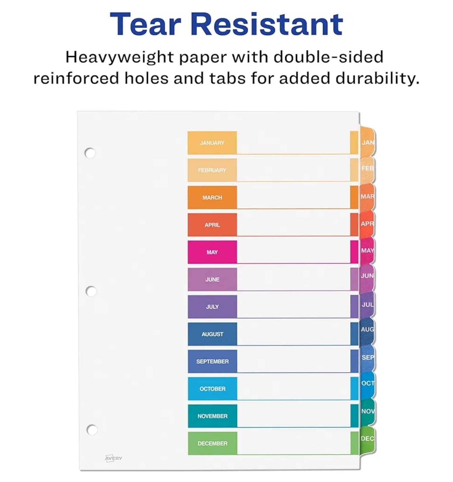 Avery Jan-Dec 12 Tab Dividers for 3 Ring Binders, Customizable Table of Contents - Thumbnail 5
