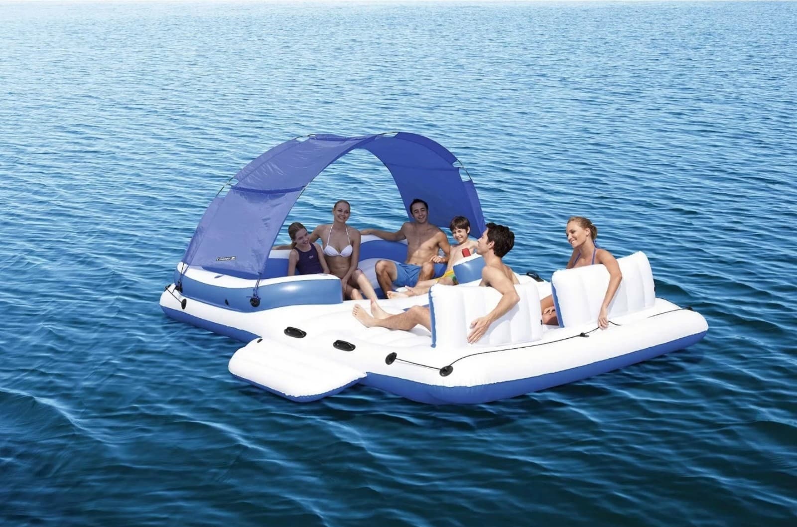 Intex Blue Tropic Inflatable Lake Island Water Float with Cooler and Cupholders - Thumbnail 3