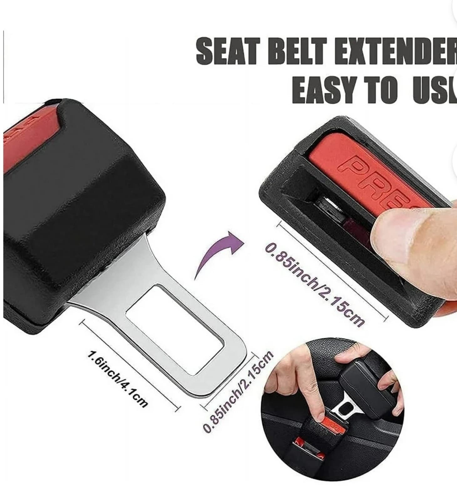 Seat Belt Extender Pack of 2, Universal Seat Belt Extenders for Cars, Seat Belt - Thumbnail 3