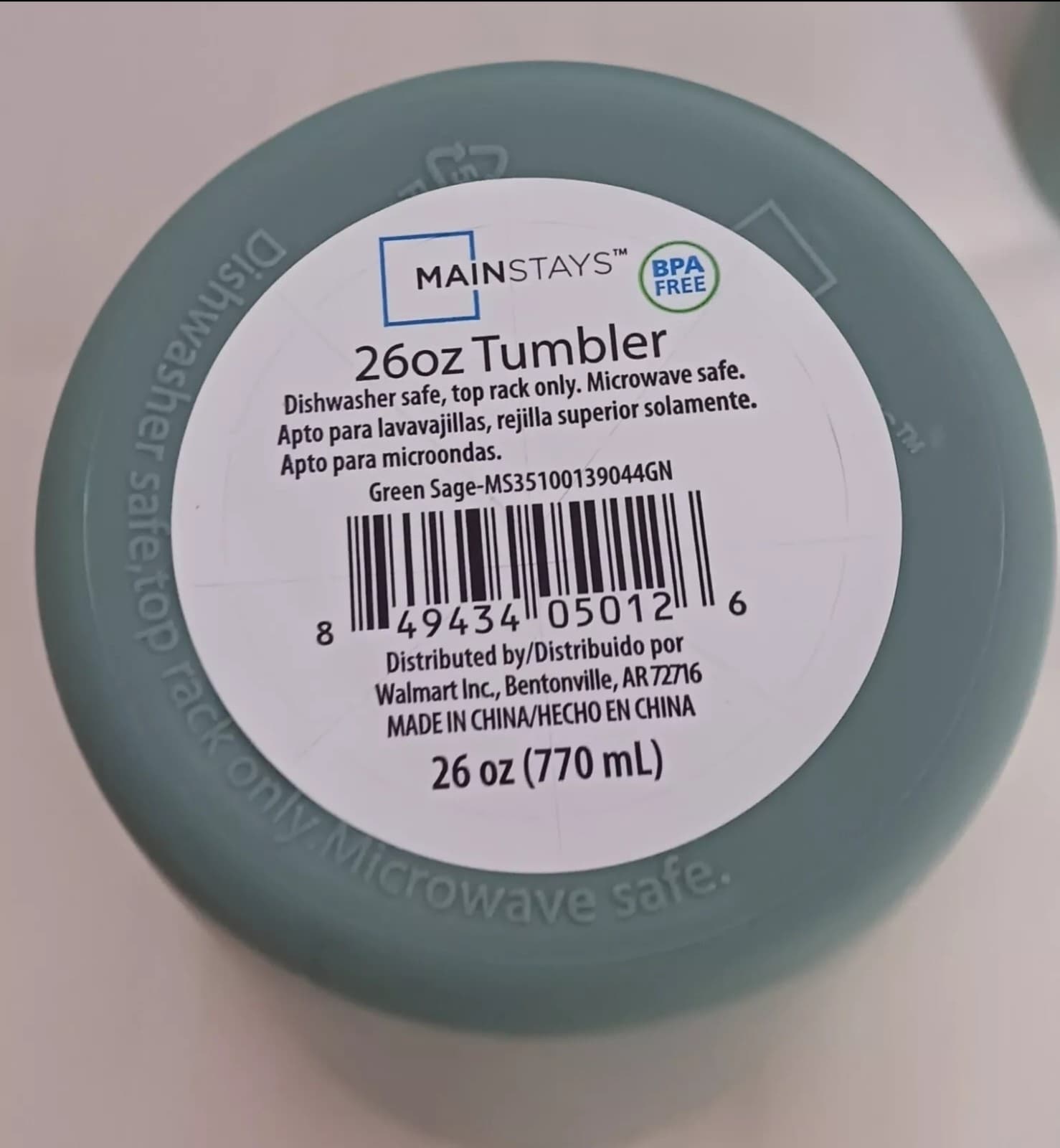 Teal Mainstays Plastic 26 Ounce Tumbler Cups Set Of 6, - Thumbnail 2