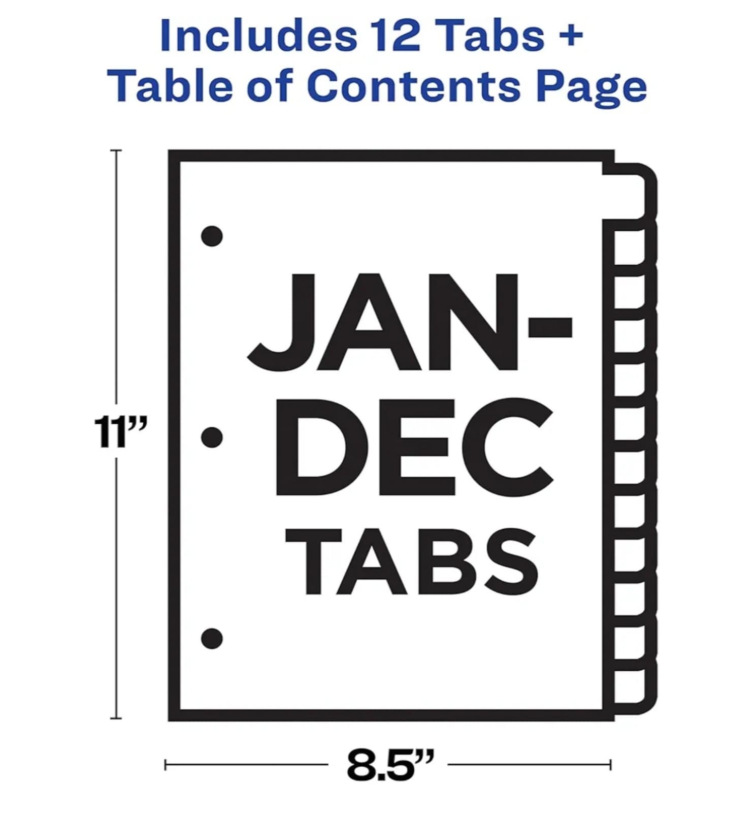 Avery Jan-Dec 12 Tab Dividers for 3 Ring Binders, Customizable Table of Contents - Thumbnail 4
