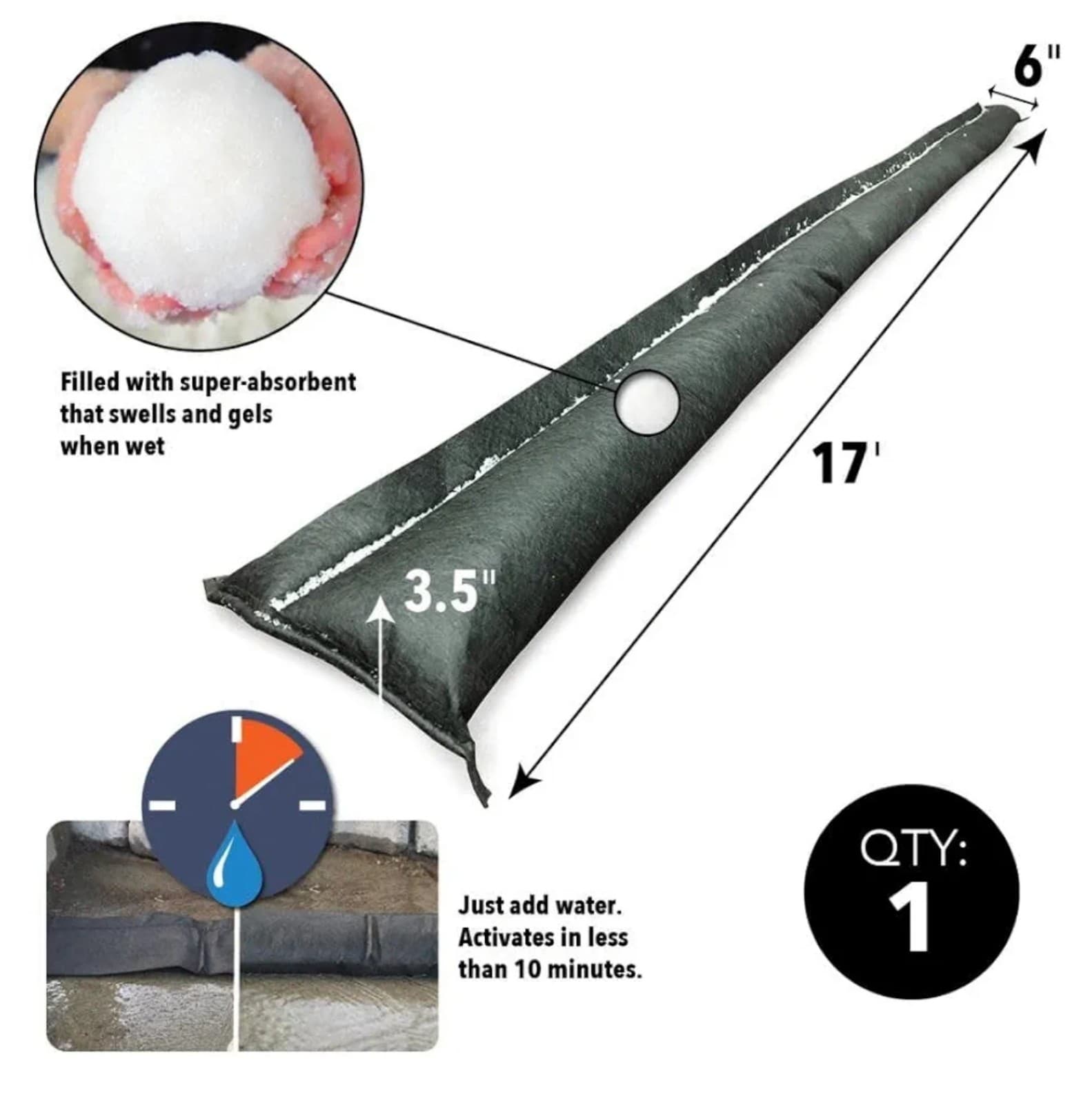 Quick Dam 17 ft. x 3.5 in. Flood Barrier - Thumbnail 3