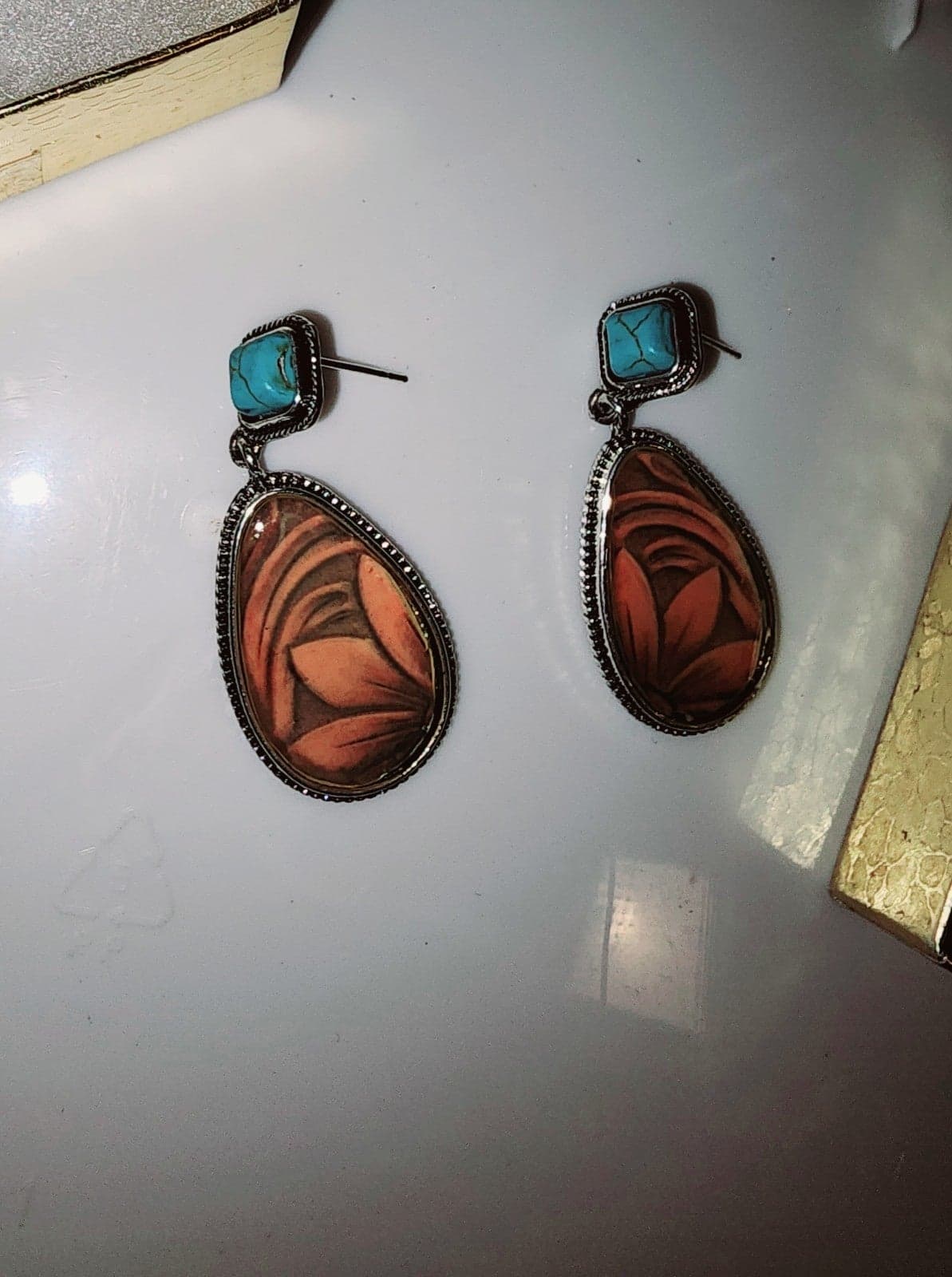 Boho Necklace & earrings set Turquoise & Tigers Eye - Thumbnail 4