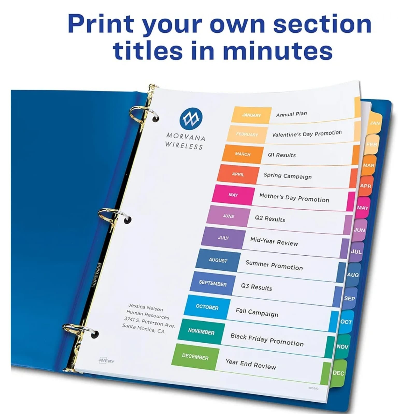Avery Jan-Dec 12 Tab Dividers for 3 Ring Binders, Customizable Table of Contents - Thumbnail 2