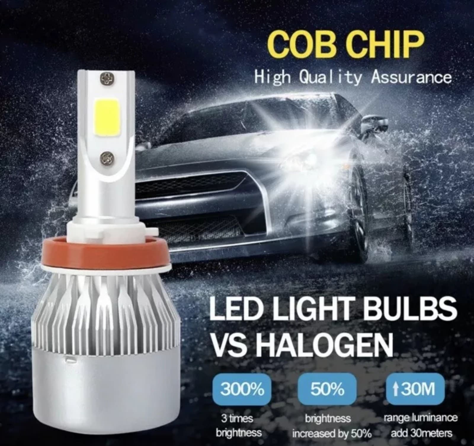 C6 (HB4) 9006 LED Headlight Kit 6500K White Low Beam Bulbs - Thumbnail 6