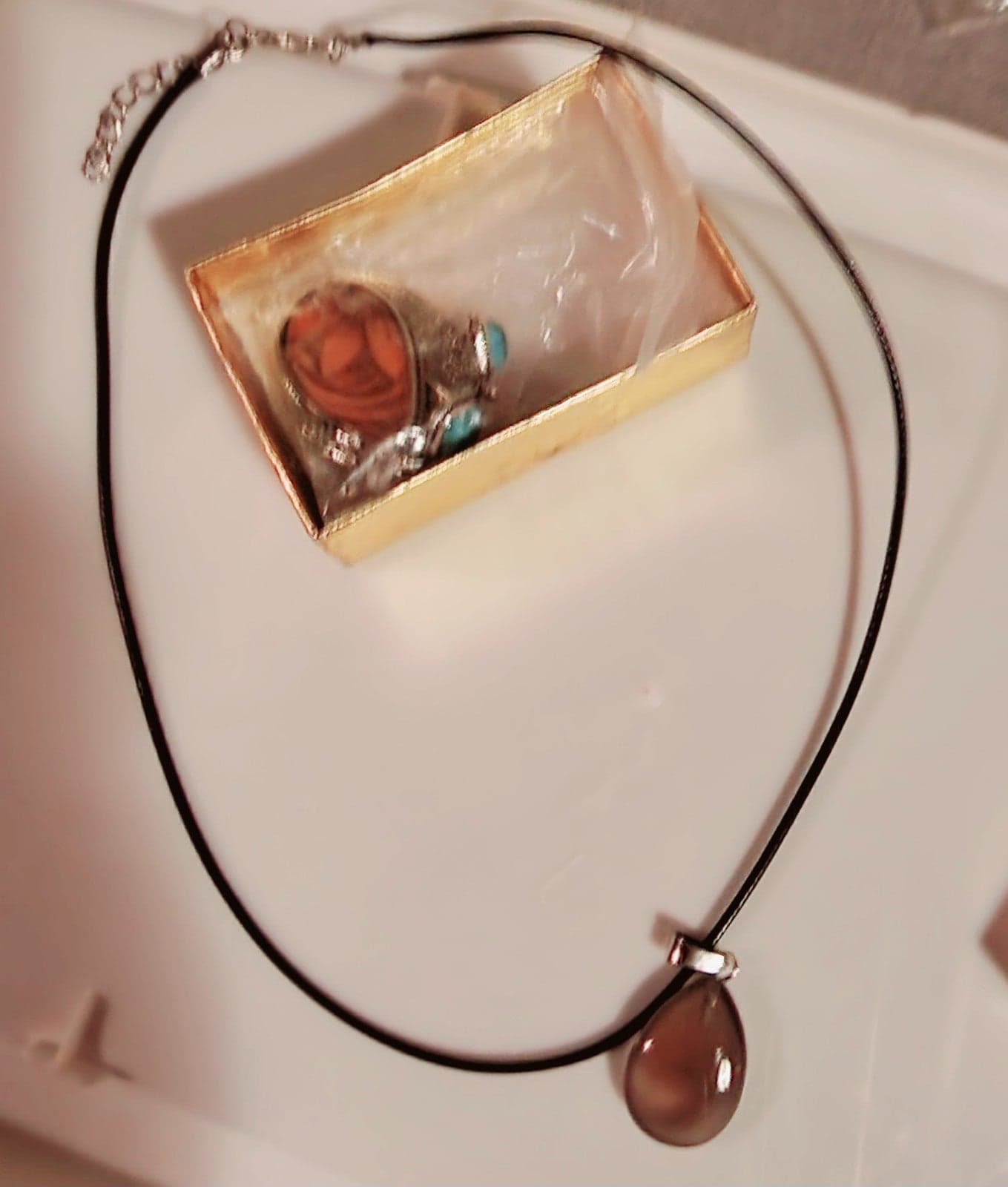 Boho Necklace & earrings set Turquoise & Tigers Eye - Thumbnail 2