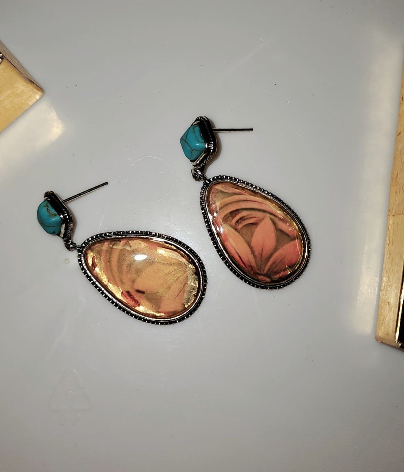 Boho Necklace & earrings set Turquoise & Tigers Eye - Thumbnail 5