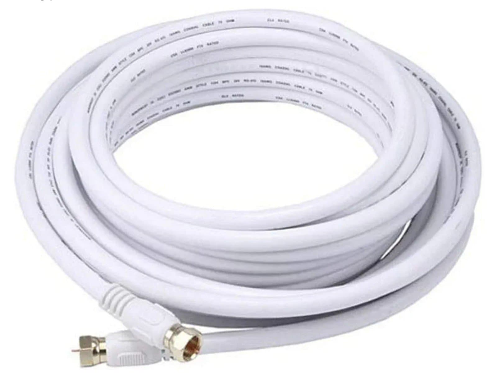 Coaxial Cable with F Type Connector,25ft,White - Image 1