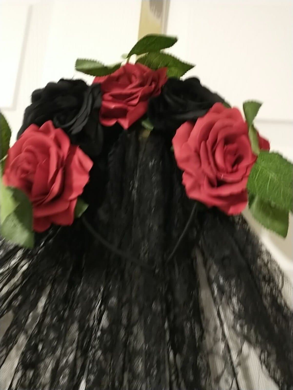 Red Sugar Skull Headband Day of the Dead Headband - Thumbnail 2