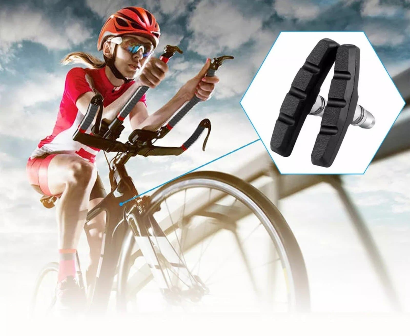 Mountain Bike BMX Cycling V Brake Blocks Bicycle Break Pad Shoes Hold - Thumbnail 3