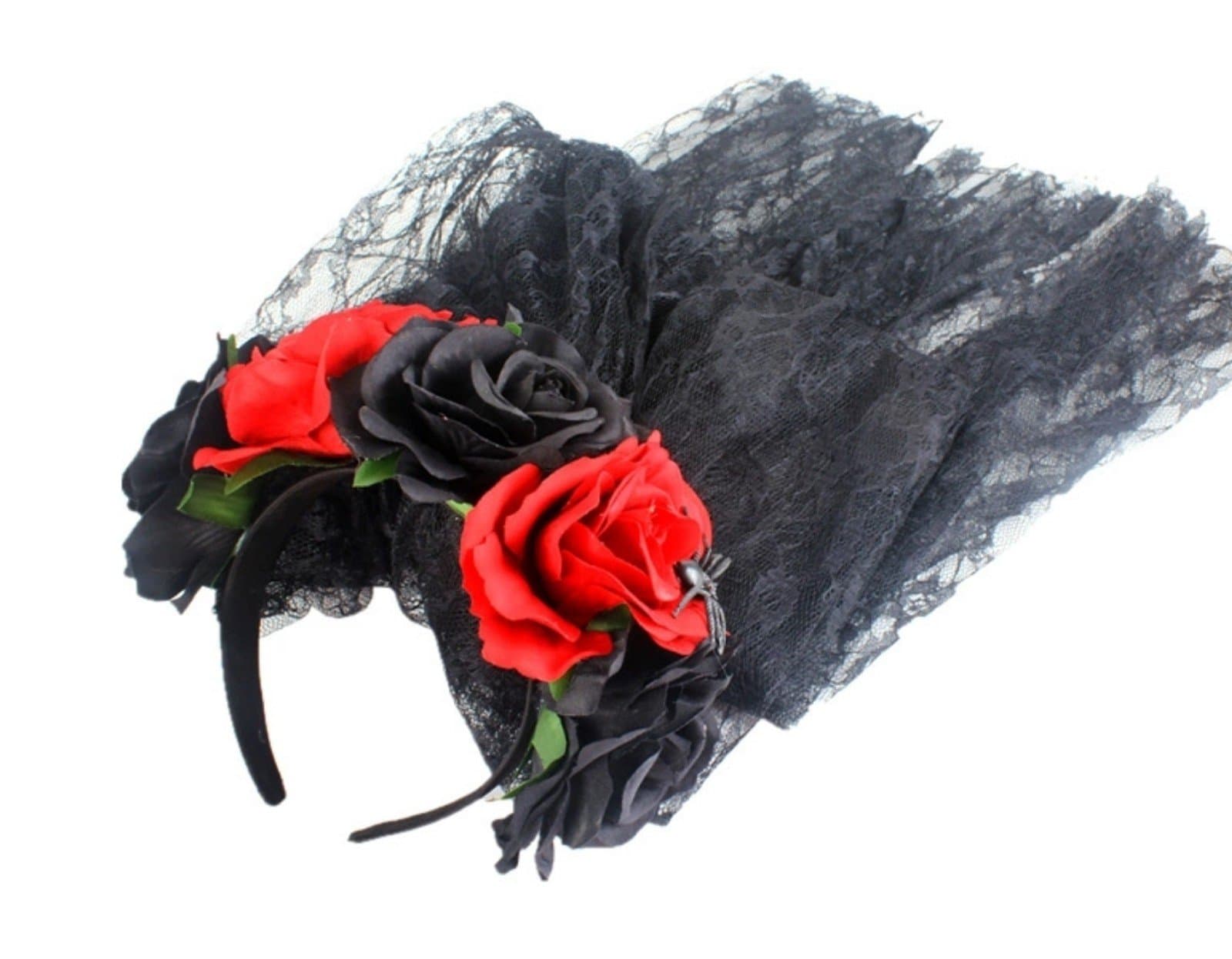 Red Sugar Skull Headband Day of the Dead Headband - Thumbnail 6