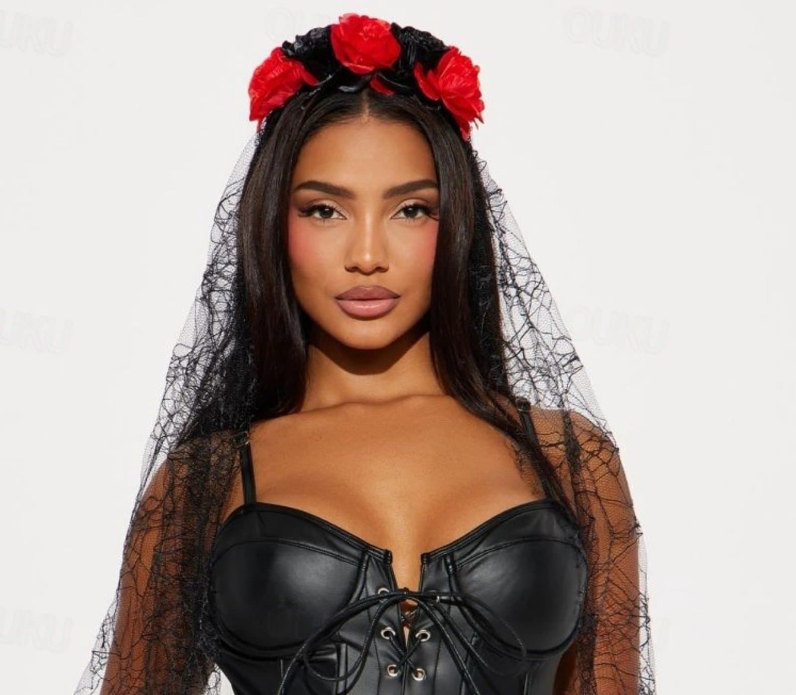 Red Sugar Skull Headband Day of the Dead Headband - Thumbnail 7