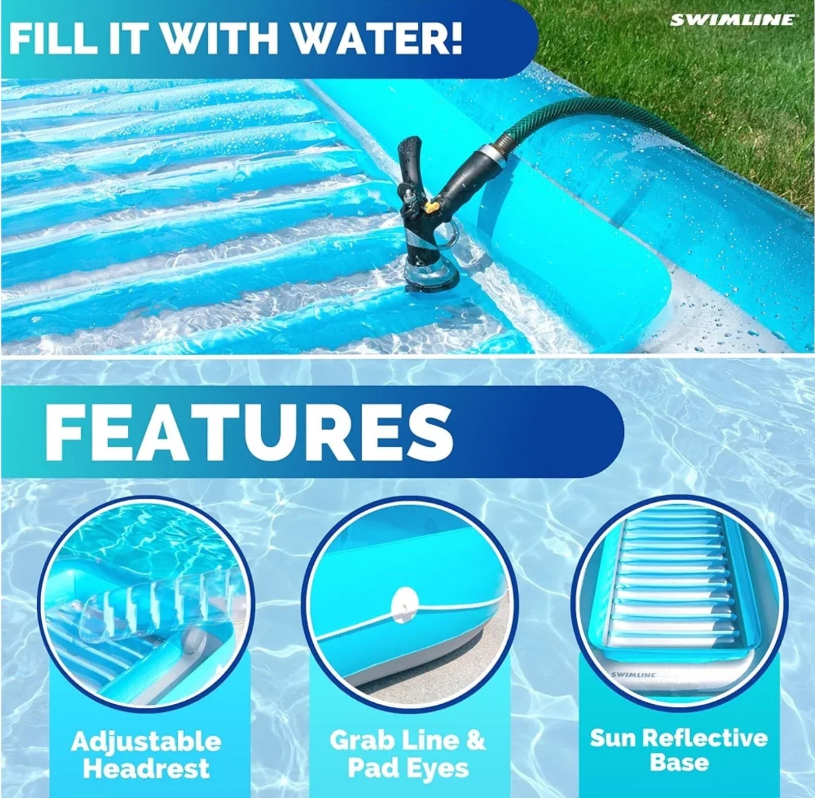 SWIMLINE Original Suntan Tub Series Classic Inflatable Tanning Float Floating - Thumbnail 3