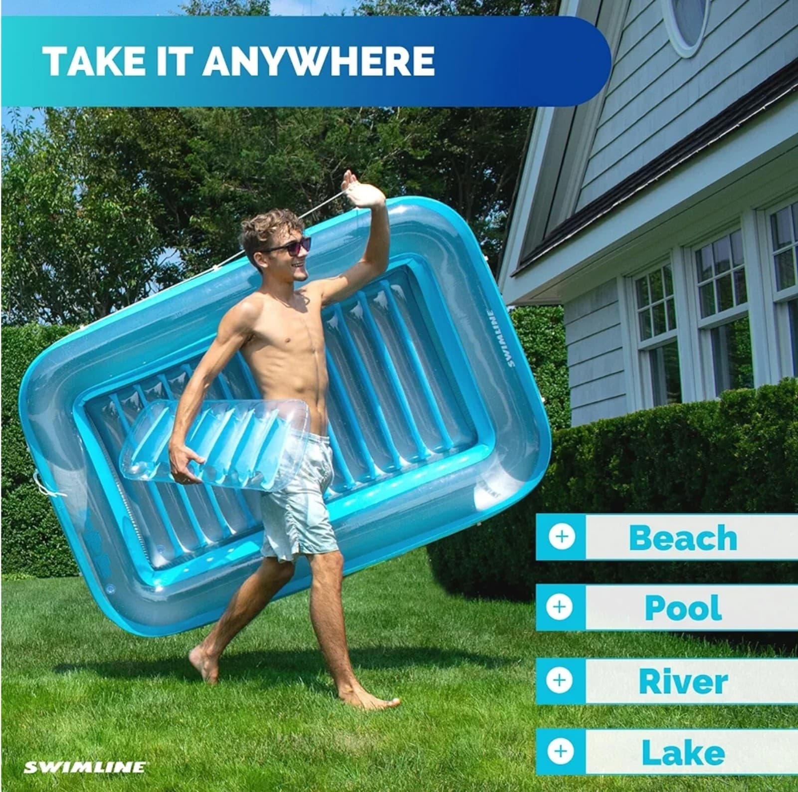 SWIMLINE Original Suntan Tub Series Classic Inflatable Tanning Float Floating - Thumbnail 4