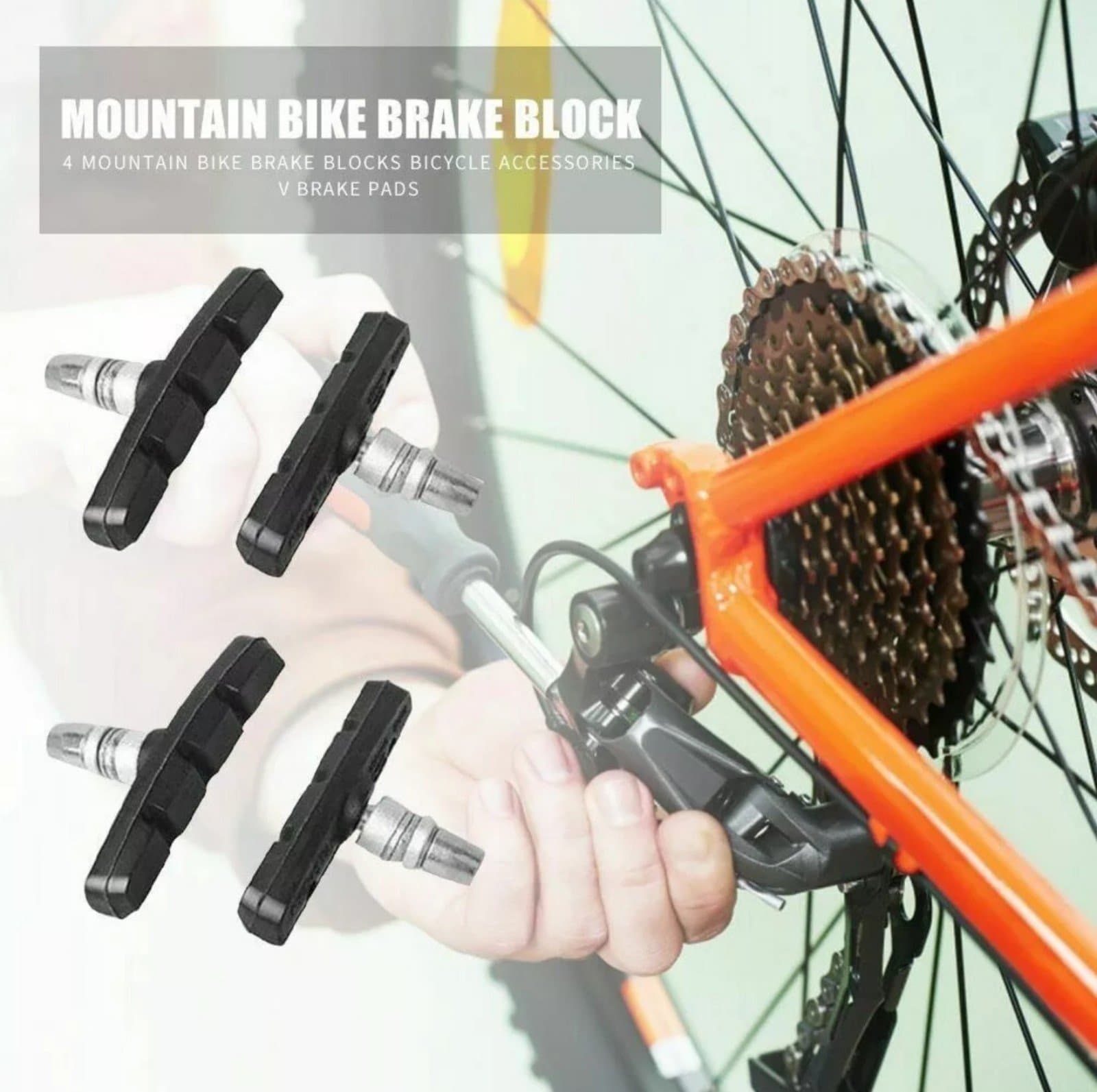 Mountain Bike BMX Cycling V Brake Blocks Bicycle Break Pad Shoes Hold - Thumbnail 2