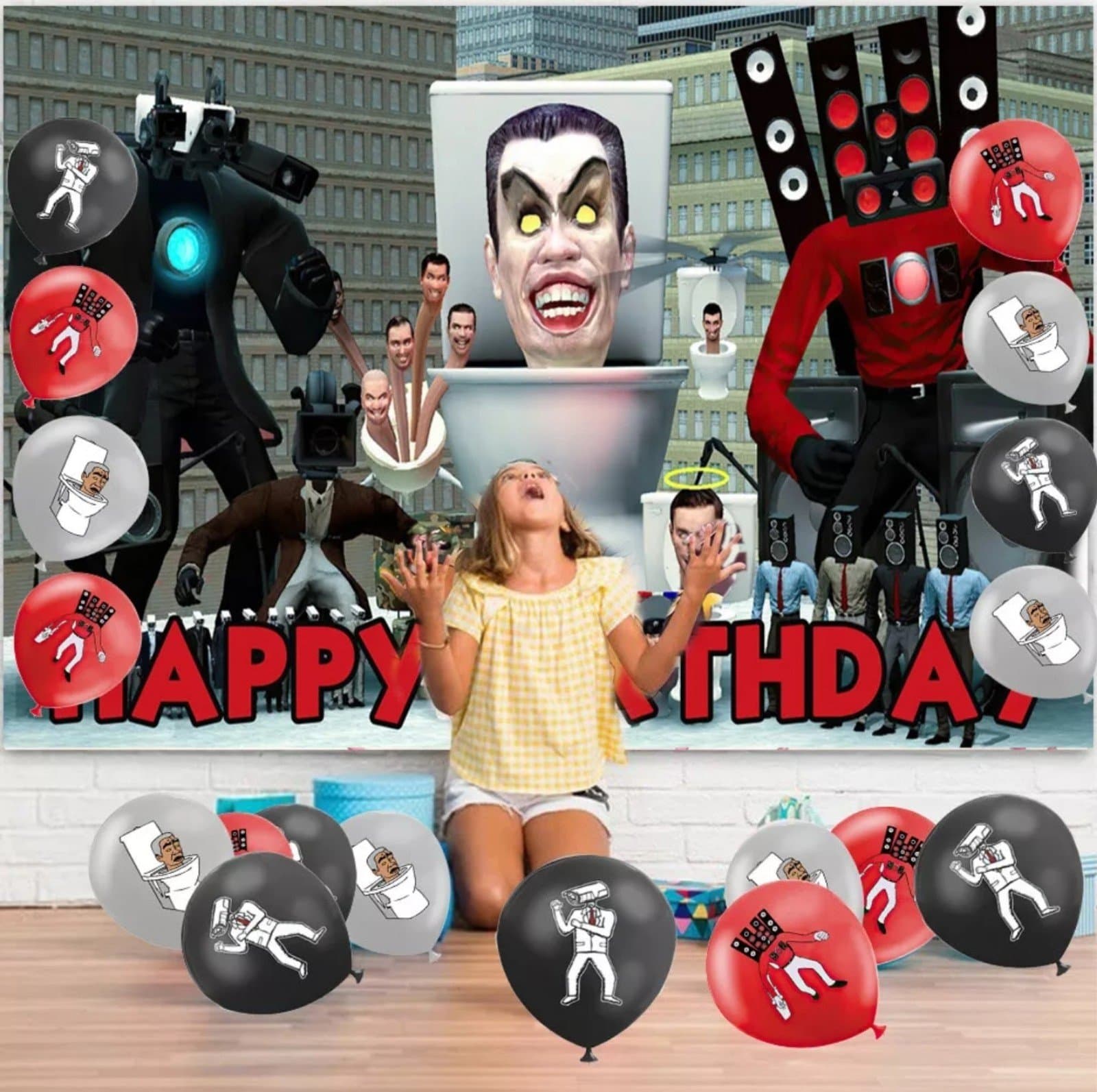 Skibidi Toilet Party Supplies Birthday Decoration Set - Thumbnail 3