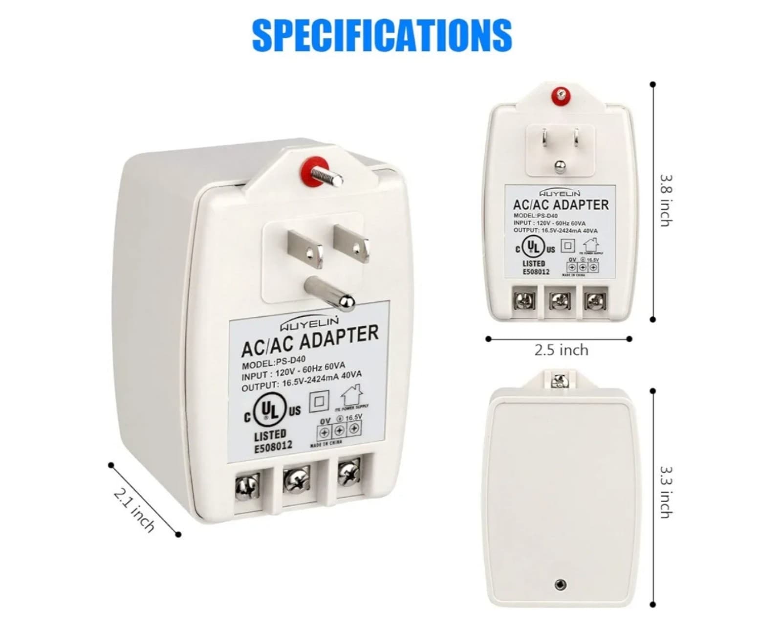 Plug-in Transformer Compatible with All Doorbells & Security Pane - Thumbnail 4