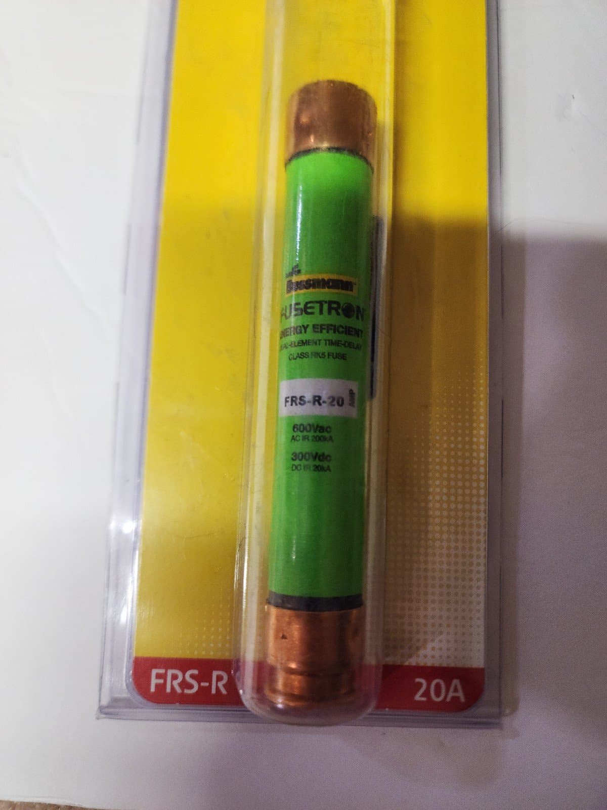 Bussmann FRS-R-20 (FRSR-20, BP/FRS-R-20) 20 Amp (20A) 600V Fusetron Dual Element - Thumbnail 2