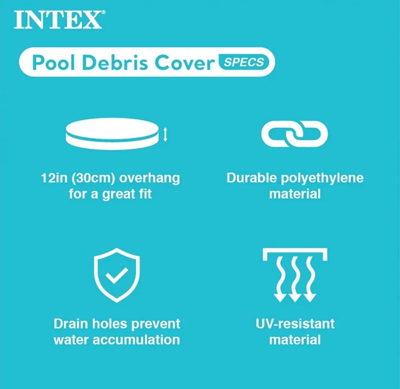 Pool Cover: For 8ft Round Easy Set Pools – Includes Rope Tie – Drain Holes – 12i - Thumbnail 3
