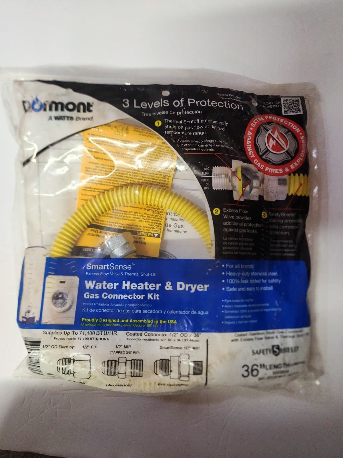 Gas Appliance Connector Kit 1/2" OD X 36" L - Thumbnail 2