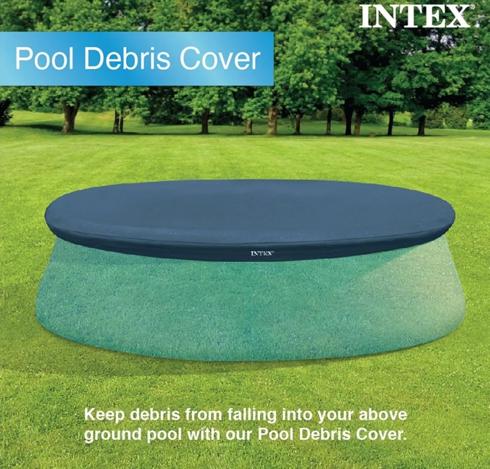 Pool Cover: For 8ft Round Easy Set Pools – Includes Rope Tie – Drain Holes – 12i - Thumbnail 4