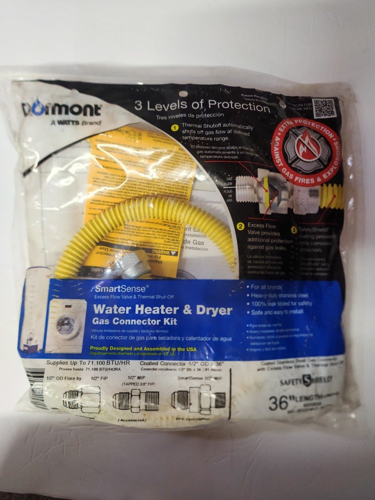 Gas Appliance Connector Kit 1/2" OD X 36" L - Image 1