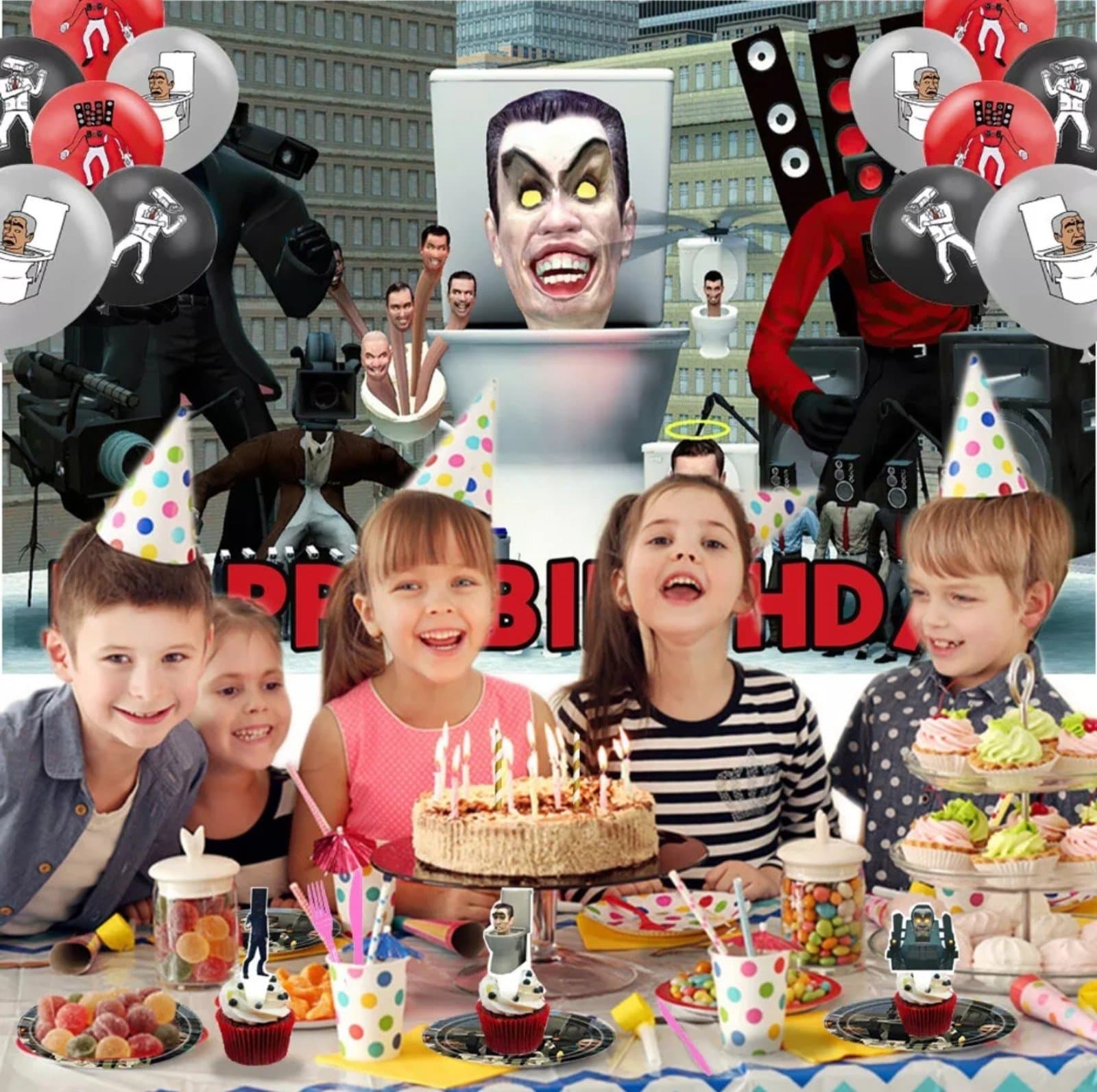 Skibidi Toilet Party Supplies Birthday Decoration Set - Thumbnail 5