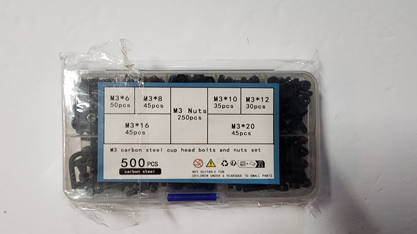 M3 Carbon Steel Cup Head Bolt & Nut Set 500pcs. - Image 1