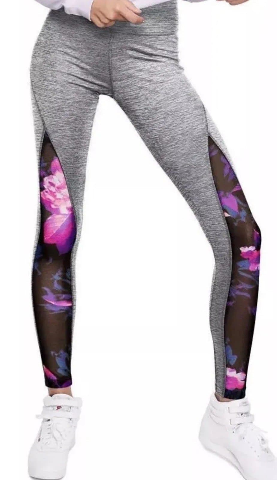 Victorias Secret Pink Ultimate Mesh Legging S Small Gray Floral - Image 1