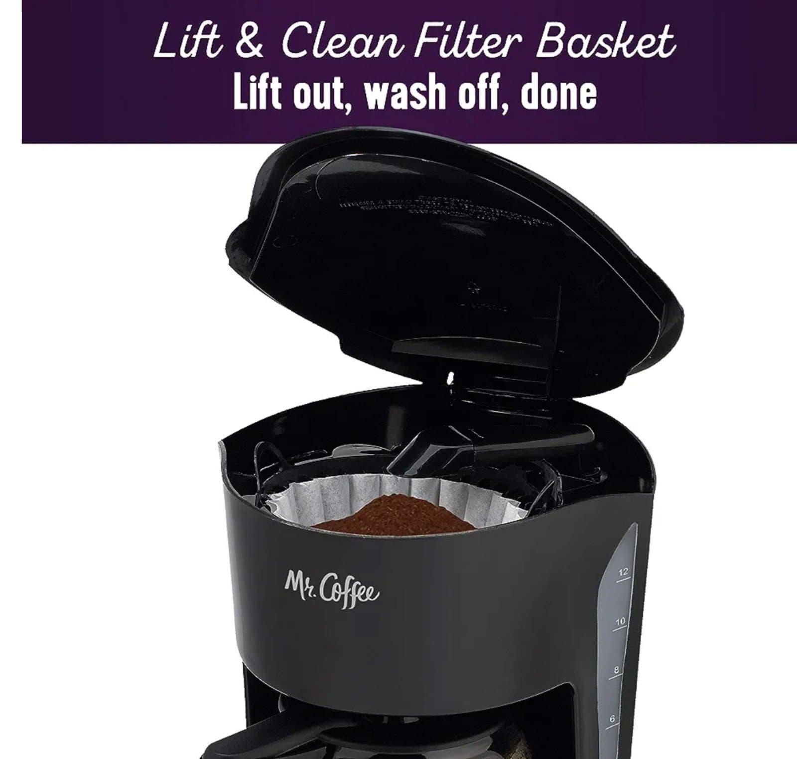 Mr. Coffee Black Coffee Maker, 12 Cups, with Auto Pause and Glass Carafe - Thumbnail 4