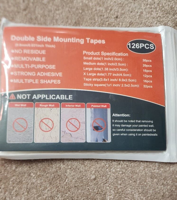 Double Sided Mounting Tape 126pcs Assorted Sizes - Image 1