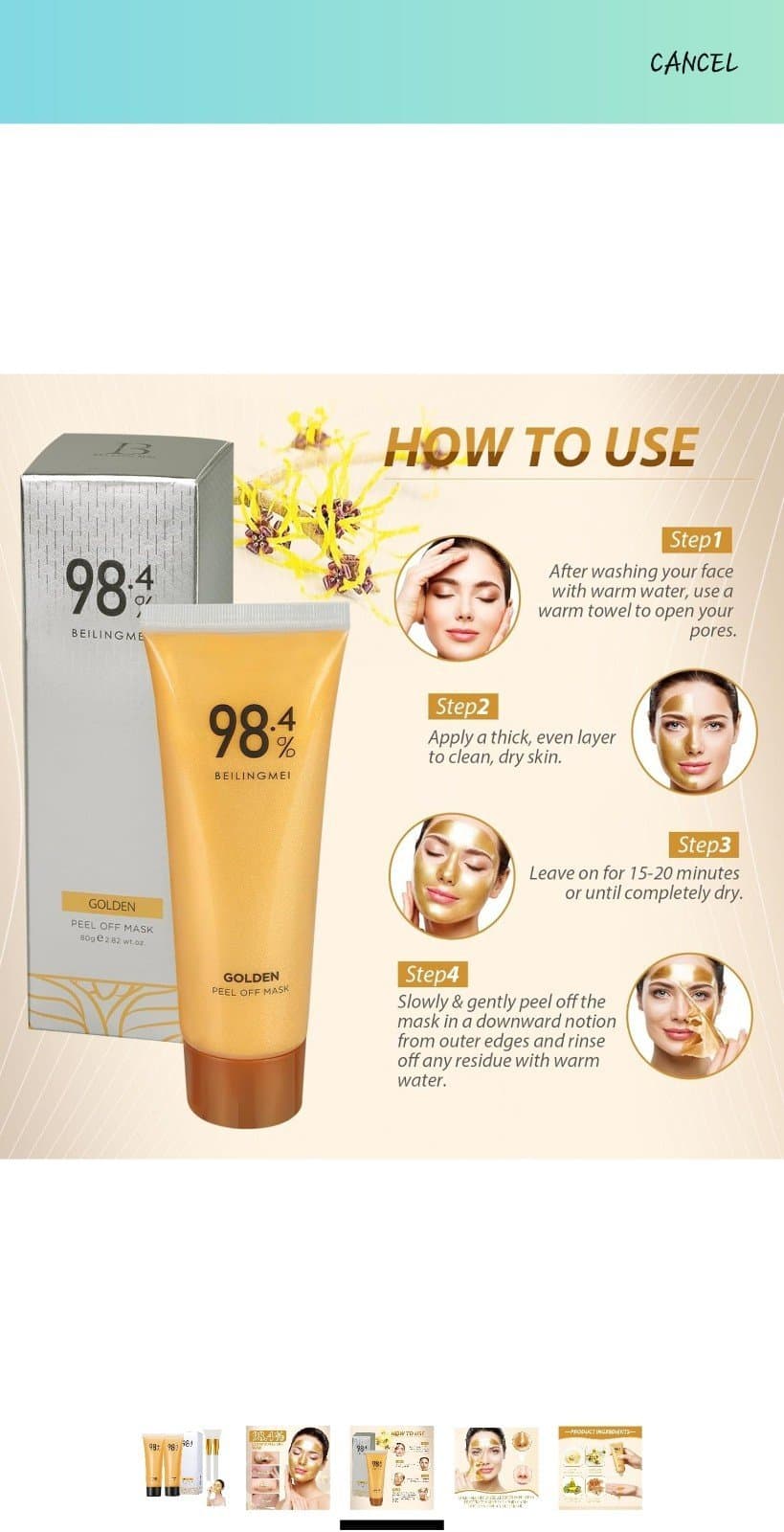 Beiling Mei Golden peel of face masks D3 - Thumbnail 2