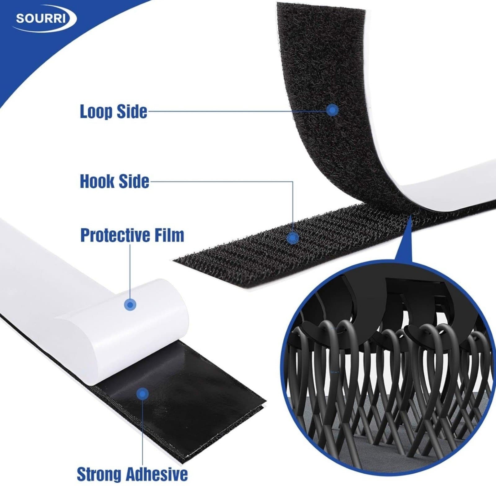 1 Inch x 26 Feet Hook & Loop Tape Sticky Back Fastener Roll, Nylon Self Adhesive - Thumbnail 4