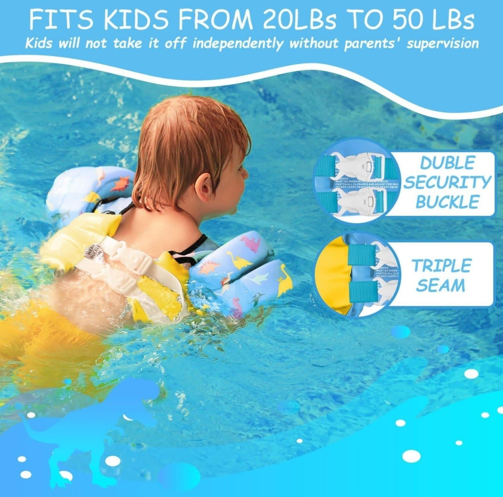 Kids Swim Vest Life Jacket 22-66 Pounds Boys & Girls - Thumbnail 5