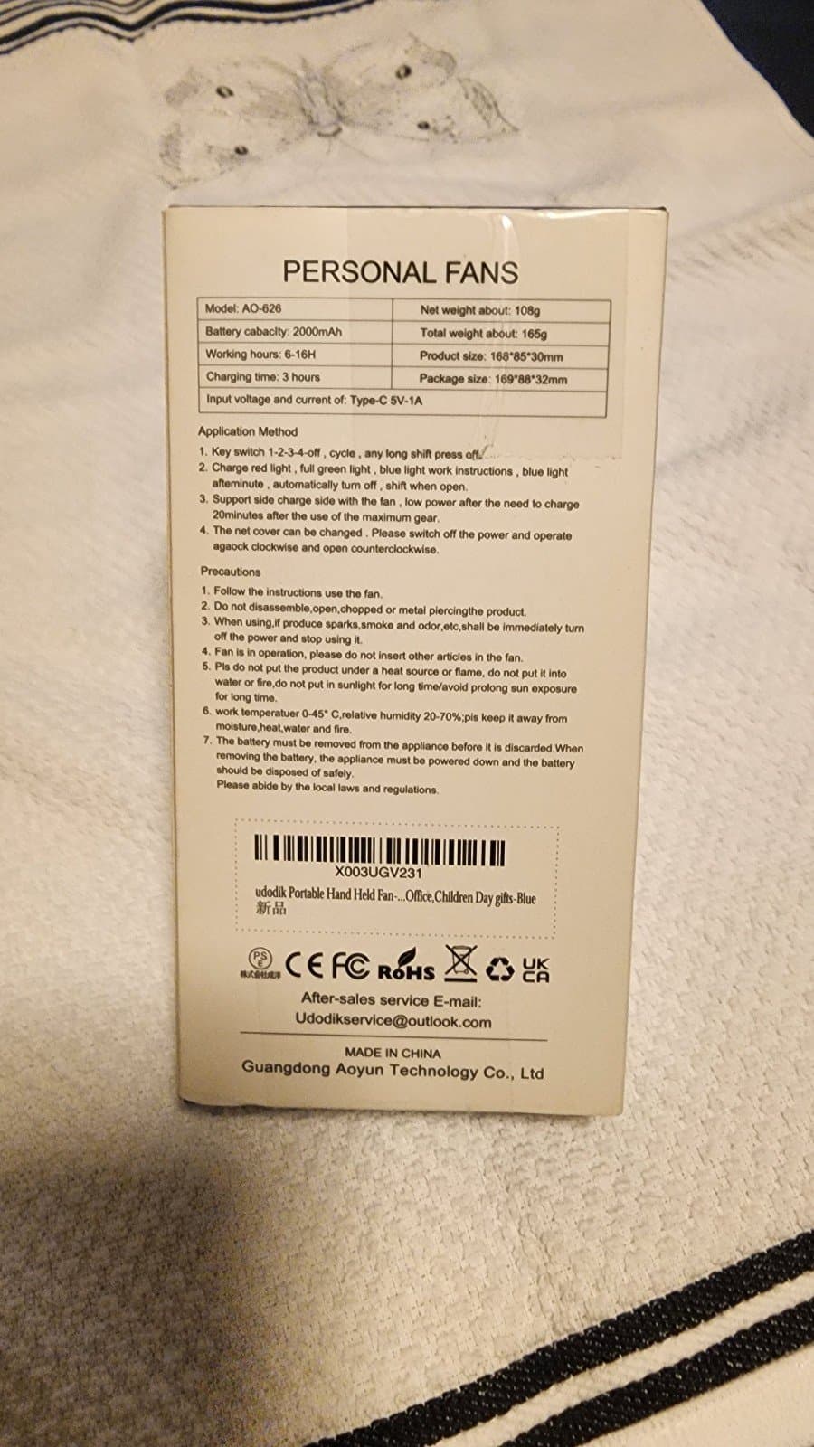 Personal Fan, Desk Fan Rechargeable - Thumbnail 4