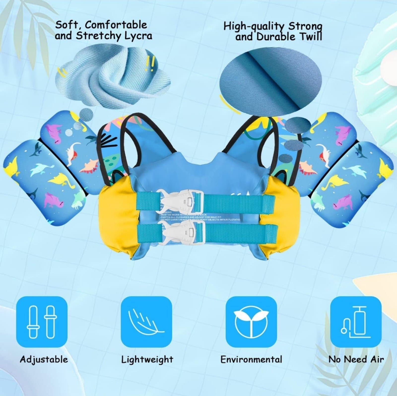 Kids Swim Vest Life Jacket 22-66 Pounds Boys & Girls - Thumbnail 2